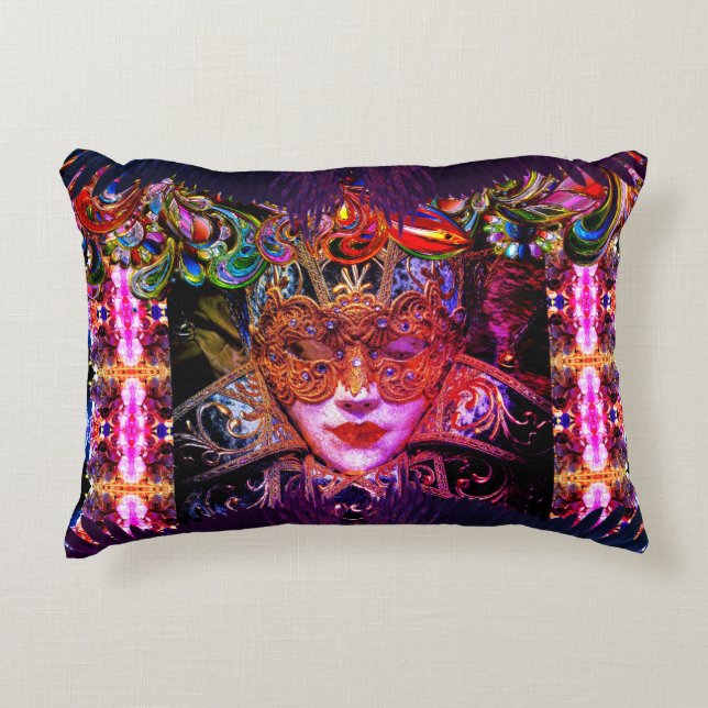 Masquerade ball beauty mask black pink gothic decorative cushion (Front)