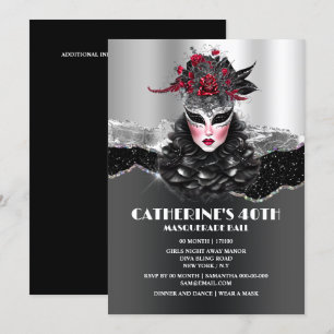 Masquerade ball girls birthday elegant glam masks invitation