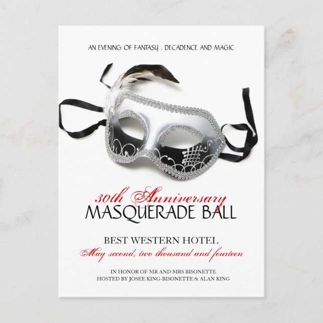Masquerade Ball Invitation Postcard (Front)
