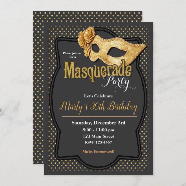 Masquerade Ball Party Invitations (Front/Back)