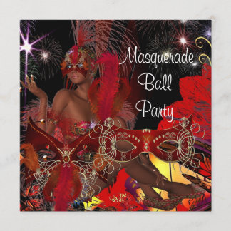 Masquerade Ball Party Mask Black Red Showgirl Invitation