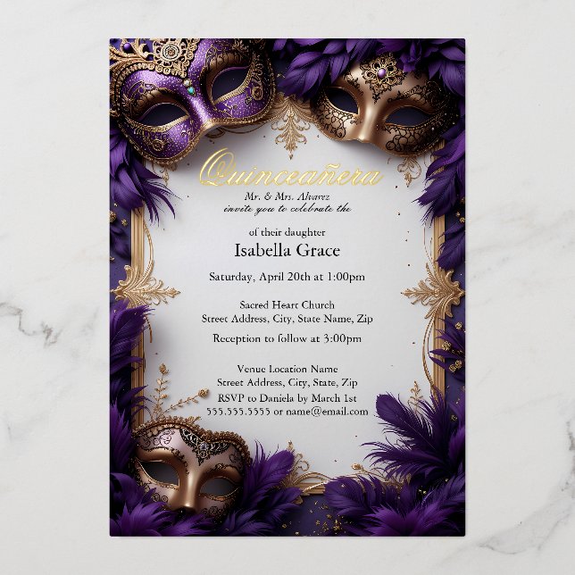 Masquerade Ball Quinceañera Royal Baroque Purple (Front)