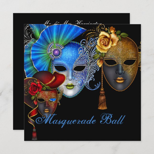 Masquerade Ball Sweet Sixteen Birthday Invitation (Front/Back)