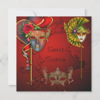 Masquerade Ball, Sweet Sixteen Birthday Invitation
