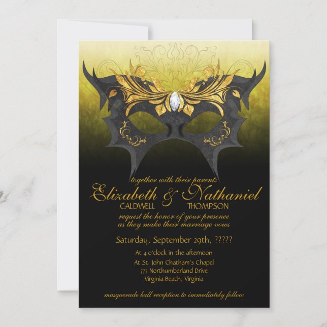 Masquerade Ball Wedding Invitation (Front)