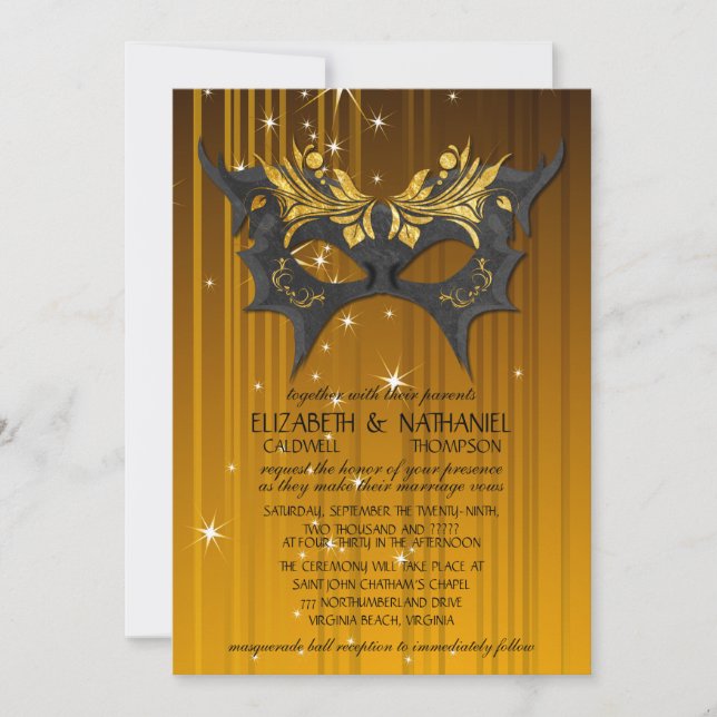 Masquerade Ball Wedding Invitation (Front)