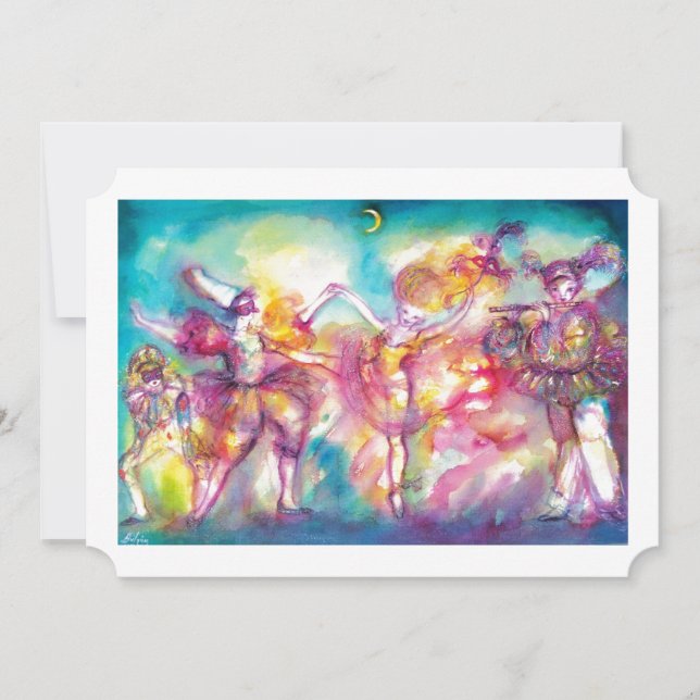 MASQUERADE BALL, white champagne metallic Announcement (Front)