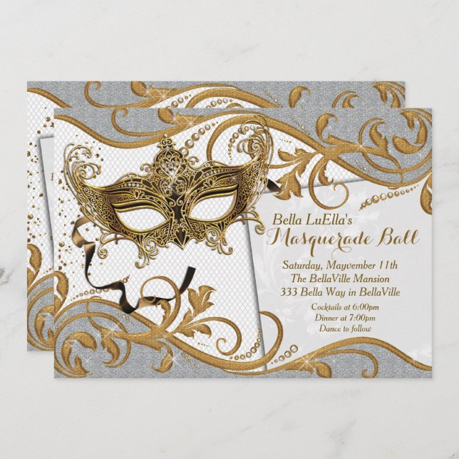 Masquerade Birthday Event Party Invitations (Front/Back)