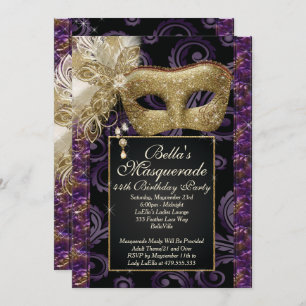 Masquerade Birthday Event Party Invitations