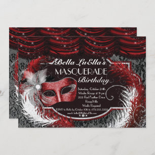 Masquerade Birthday Event Party Invitations