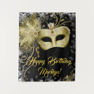 Masquerade Birthday Party Backdrop Tapestry