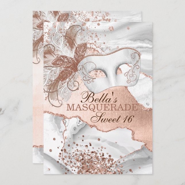 Masquerade Birthday Party Invitations (Front/Back)