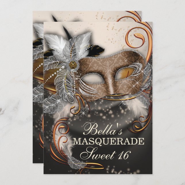 Masquerade Birthday Party Invitations (Front/Back)