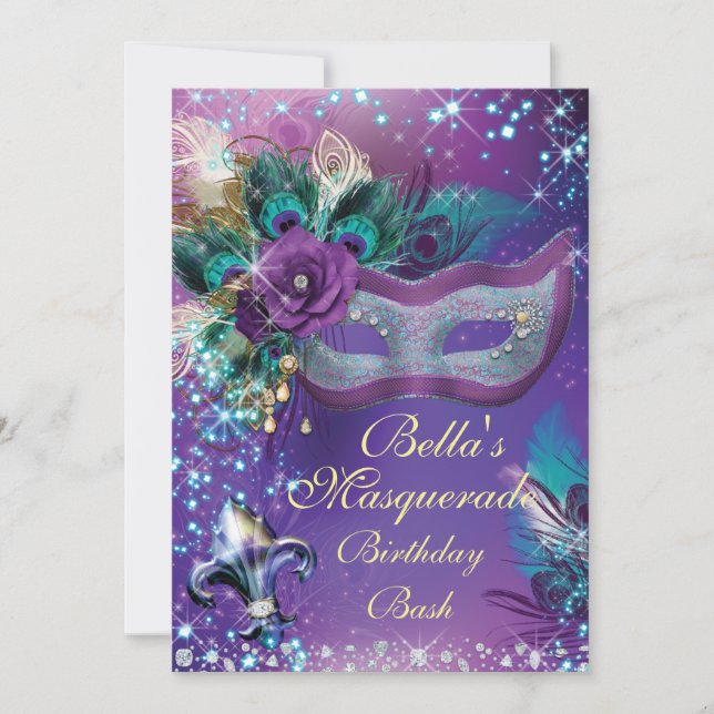 Masquerade Birthday Party Invitations (Front)