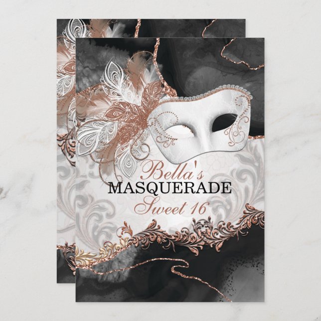 Masquerade Birthday Party Invitations (Front/Back)