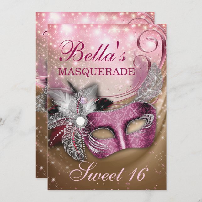 Masquerade Birthday Party Invitations (Front/Back)