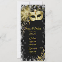 Masquerade Birthday Party Menu Programs