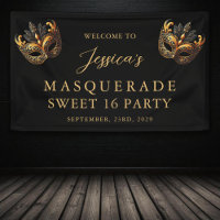 Masquerade Black Gold Sweet 16 Birthday Welcome
