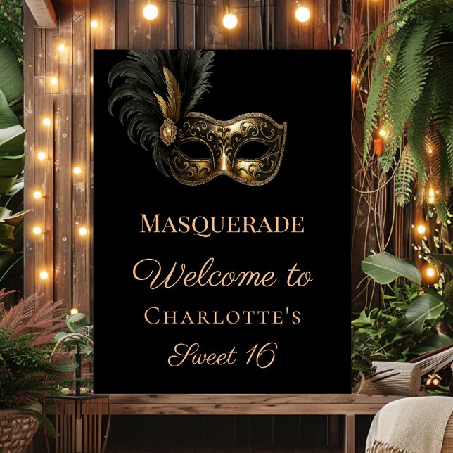 Masquerade black gold Sweet 16 welcome Poster (Creator Uploaded)