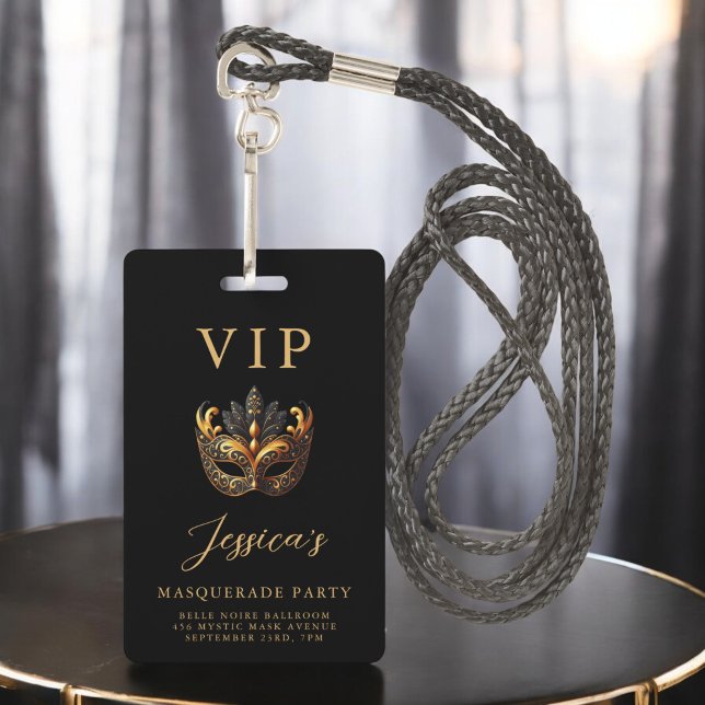 Masquerade Black Gold VIP Invitation ID Badge (Creator Uploaded)