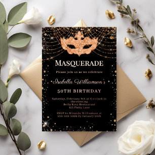 Masquerade black rose gold luxury birthday party