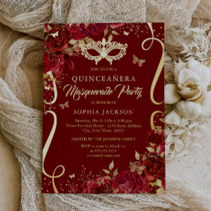 Masquerade Butterfly Royal Red Quinceanera