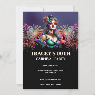Masquerade Carnival Birthday milestone age Invitation
