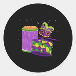 Masquerade Carnival Party Percussion Drums Gift Ma Classic Round Sticker