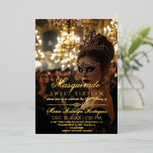 Masquerade Chic Gold Photo Quinceanera
