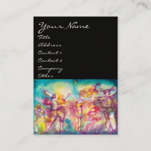 MASQUERADE ,DANCE ,MUSIC black,yellow blue pink Business Card