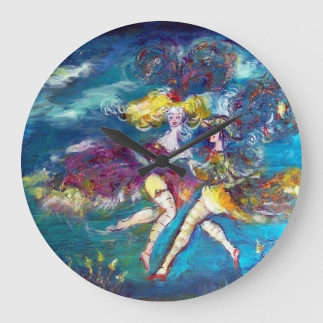 MASQUERADE DANCING AND MUSIC IN THE NIGHT LARGE CLOCK (Front)