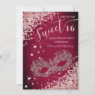 Masquerade diamond luxury rose gold sweet 16 Inv Invitation