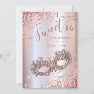 Masquerade diamond luxury rose gold sweet 16 Invitation