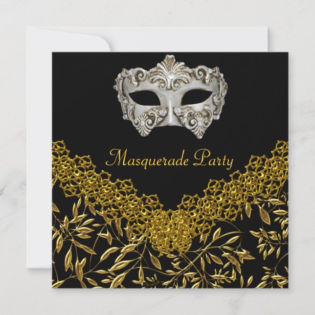 Masquerade Gold Black Hot Glamour Birthday Party Invitation (Front)