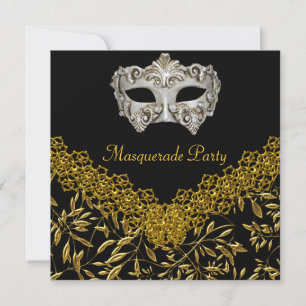 Masquerade Gold Black Hot Glamour Birthday Party Invitation