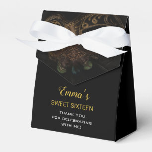 Masquerade Gold Black Sweet 16 Birthday Thank You Favour Box