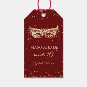 Masquerade Gold Diamonds Red Sweet 16 Gift Tags