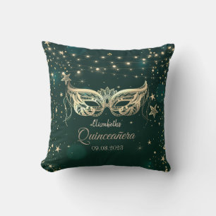 Masquerade, Green Stars  Quinceañera   Cushion