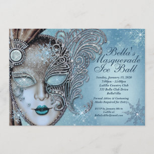 Masquerade Ice Ball Winter Snowflake Invitations