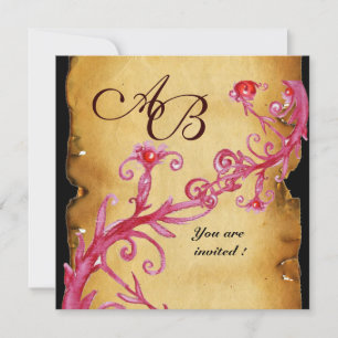 MASQUERADE MAGIC BERRIES  MONOGRAM red Invitation