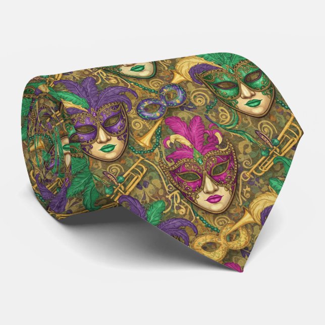 Masquerade Majesty Mardi Gras Tie (Rolled)