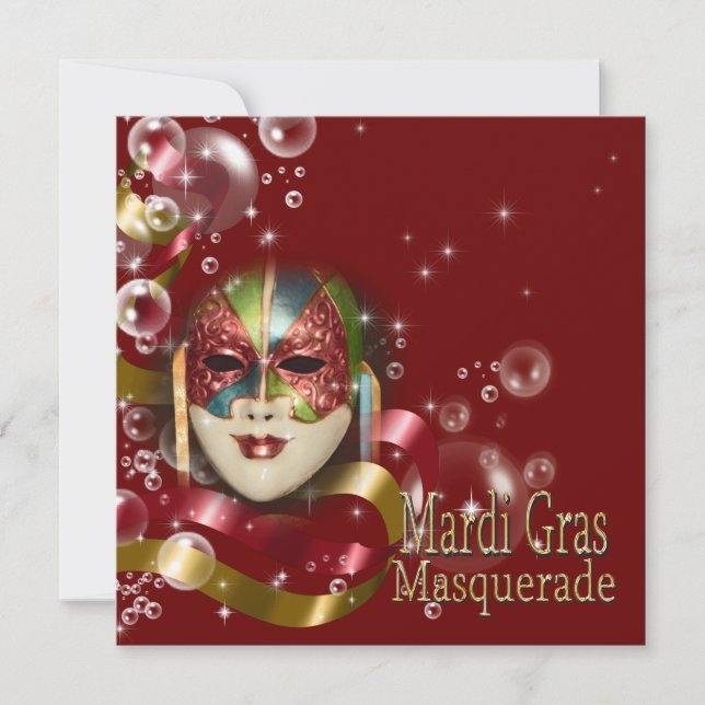 Masquerade mardi gras mask PERSONALIZE Invitation (Front)