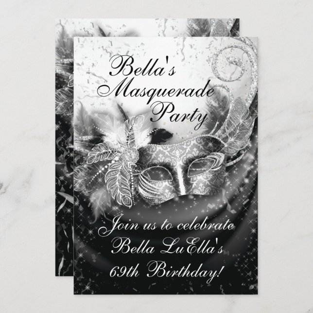 Masquerade Mardi Gras Party Invitation (Front/Back)