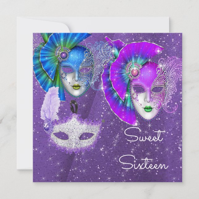 Masquerade, Mardi Gras Sweet Sixteen,  Invitation (Front)