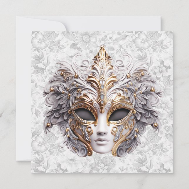 Masquerade Mask  Colored in Grays (Front)