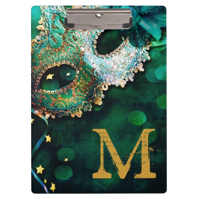Masquerade Mask Costum Monogram Initial Clip Board (Front)