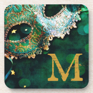 Masquerade Mask Costume Hal Monogram Drink Coaster