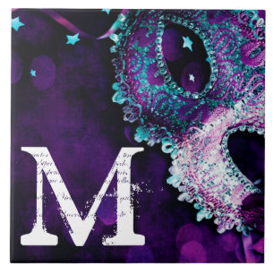 Masquerade Mask Costume Hall Monogram Display Tile