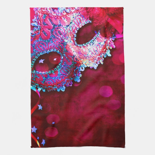 Masquerade Mask Costume Hallowe Kitchen Dish Towel (Vertical)