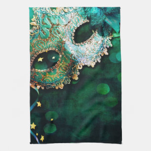 Masquerade Mask Costume Hallowe Kitchen Dish Towel